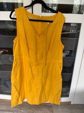 Boden Linen Sunny Yellow Sleeveless Dress